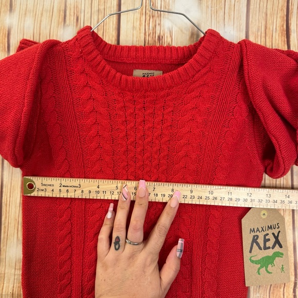 Maximus Rex Kids Toddler Crew Neck Red Cable Knit Pullover Sweater Size 5 - Picture 4 of 9